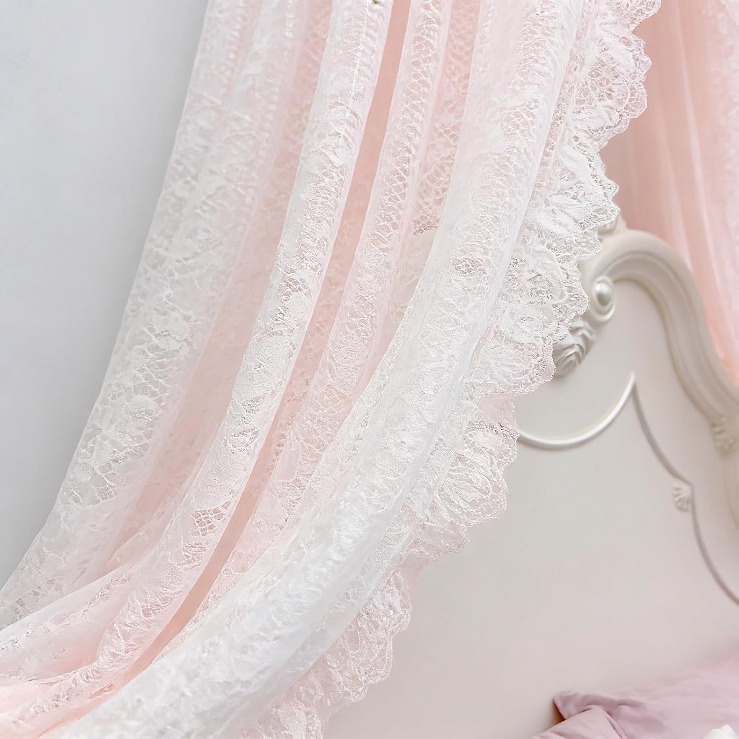 BK&MF Luxury Princess Bed Canopy for Girls,Double Layer Drape Netting Bed Curtain, Children Dreamy Mosquito Net Reading Nook Canopy for Kids Room,Jade,150cm(60") Queen