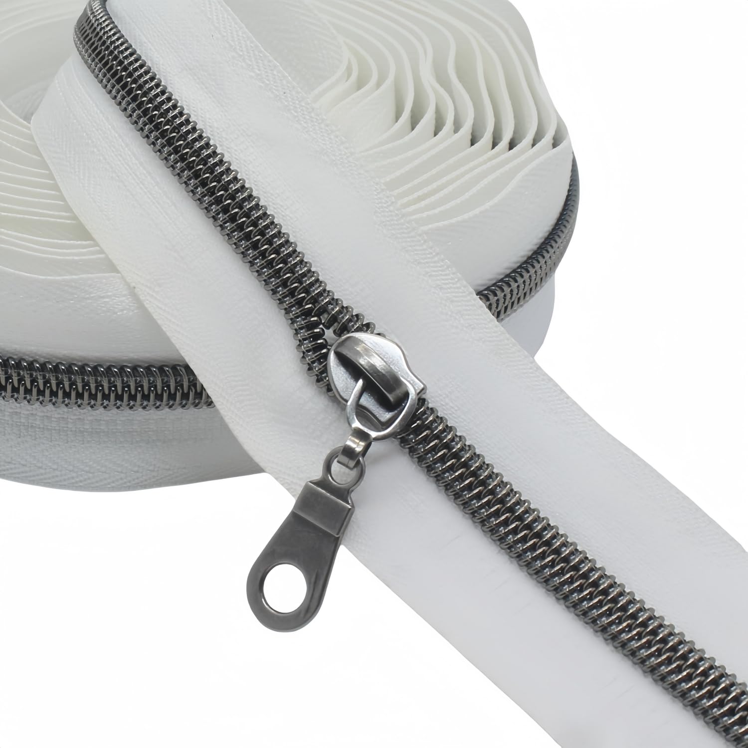 2 Copri Cerniera Per Biancheria Da Letto, 100 Cm, Bianchi, In Nylon - Per Piumoni E Cuscini