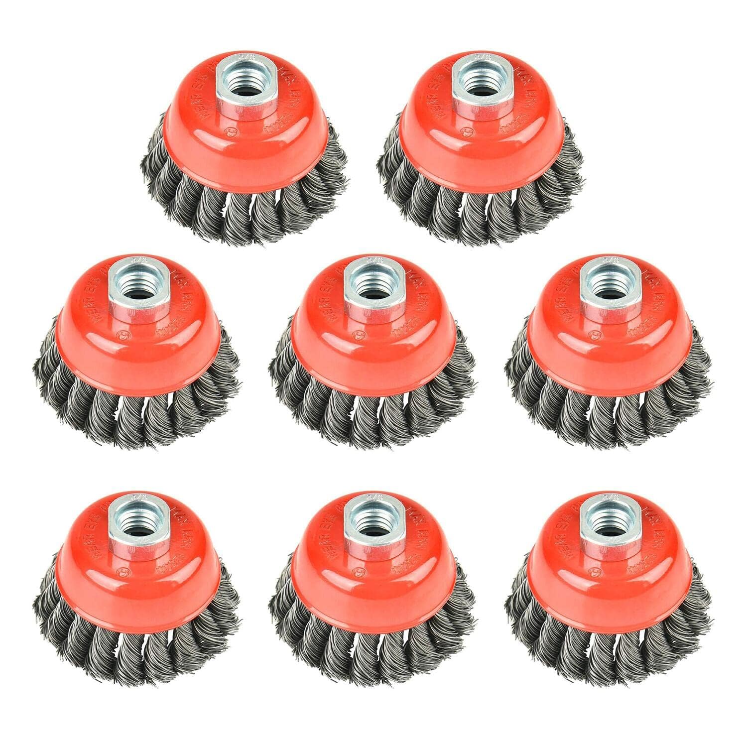 A A IN 8Pack Wire Wheel for Angle Grinder, 3 Inch Twisted Knotted Grinder Wire Wheel Brush with 5/8"-11 Threaded Arbor for Angle Grinder,Carbon Steel Wire Cup Brush for Rust,Corrosion,Paint Removal