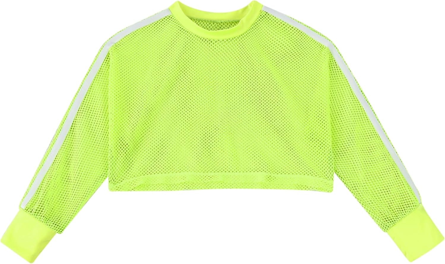 iiniim Kids Girls Long Sleeve Shirt Sweatshirt Blouse Fishnet Mesh Round Neck Pullover Hip Hop Tops