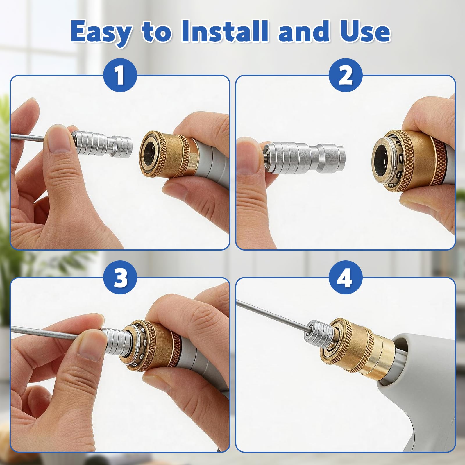 4Pack High Pressure Washer Nozzle, Pressure Washer Tips with 1/4" Quick Connect, Heavy Duty Hose Washer Spray Nozzle Kit with Straight & Curved Needles, for Washing Machine & AC Cleaning — view 5