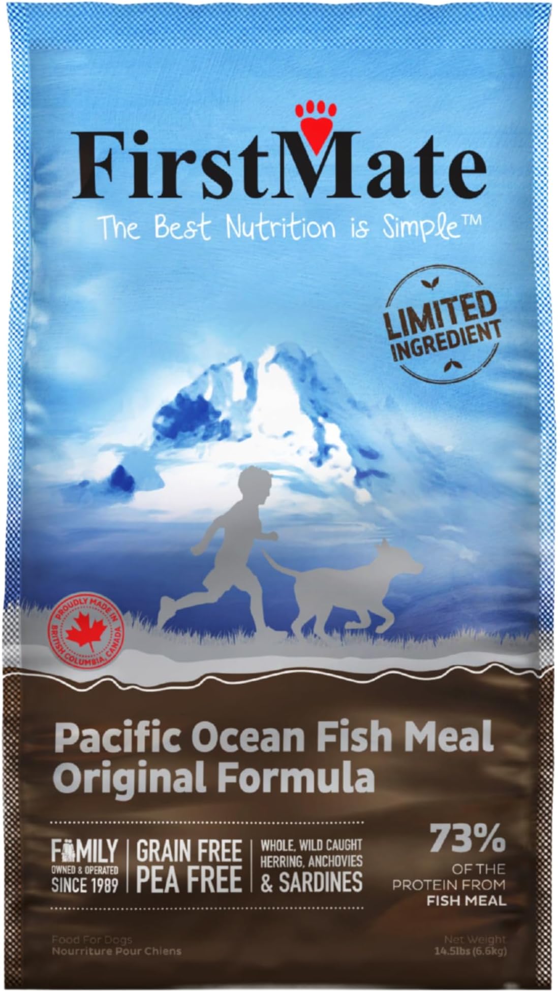 FirstMate Pet Foods Dry Dog Food – Limited Ingredient Pacific Ocean Fish Meal Original Formula – Grain Free Single Protein Recipe for Dogs with Allergies & Sensitive Digestion – 14.5 lb Bag