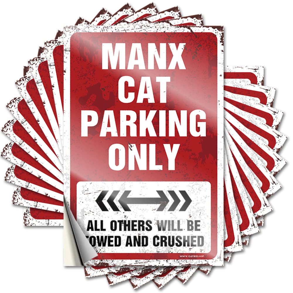 Decals Bumper Good Manx Cat Parking Only for Items - Cool Easy Peel Removable(12X18CM)