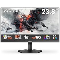 KOORUI G2421V 24 Pollici Gaming Monitor, Quad HD 1440p Computer Monitors 2k,Fast IPS, 180Hz, 1ms, HDMI(2.0)*2, Sync Adaptive Tecnologia, VESA (75mm*75mm) Compatibile, Eye Care, Inclinazione Regolabile
