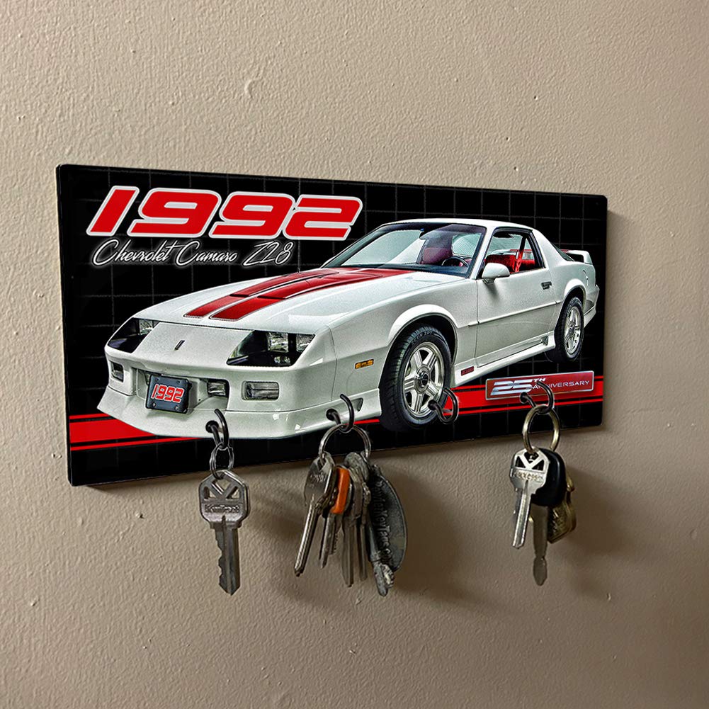 Brotherhood 1992 25th Anniversary Compatible with Camaro Z28 Design Key Holder Organizer Wall Mount Rack for Holders The Home Keys Ring Decorative Hangers Decor Hook Hanger