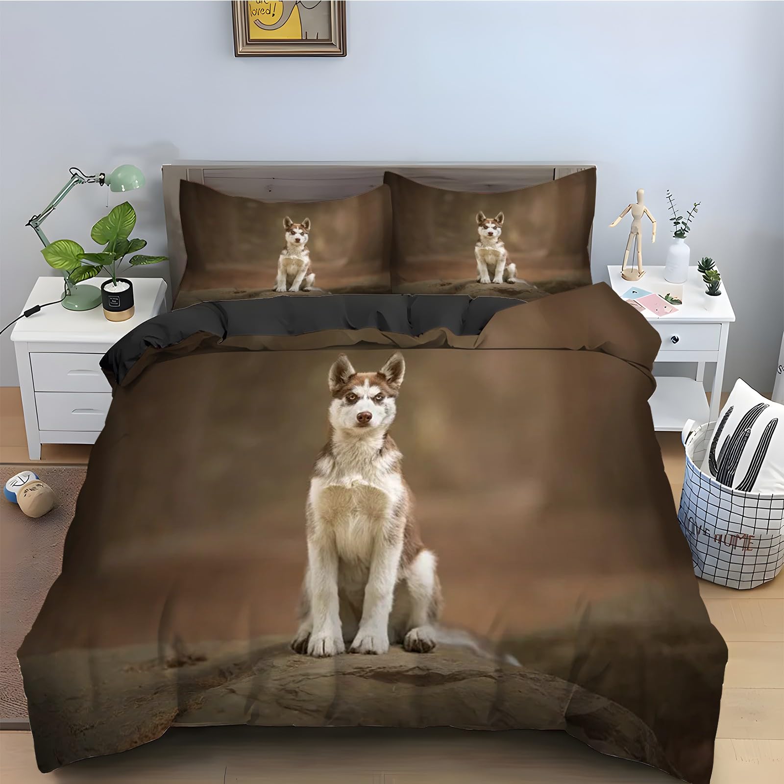 Housse de couette 160x200 animal anti-glissement grâce à sa fermeture éclair pratique