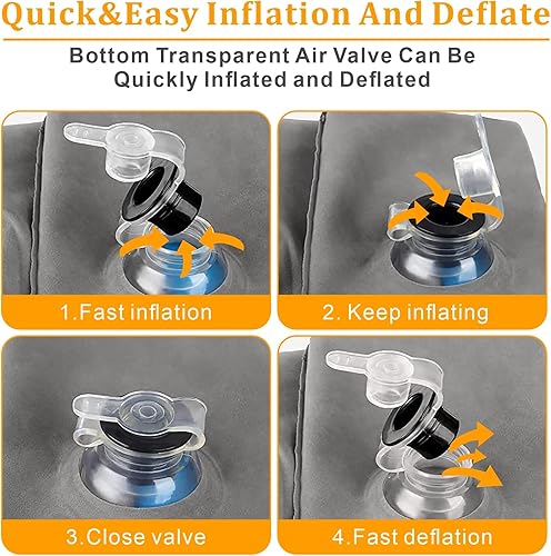 Miniatura 6 de 2 almohadas inflables para reposapies para viajes, cama de avión para niños, almohada de viaje ajustable de 3 capas de altura para avión, oficina,