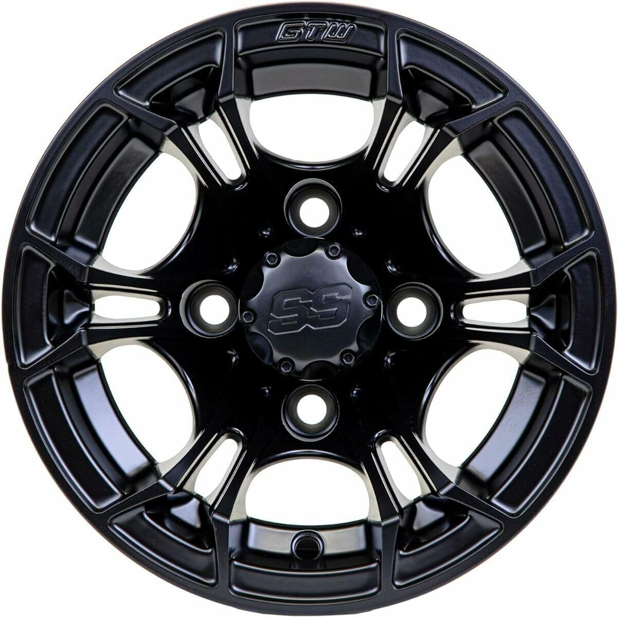 GTW 10 Inch Golf Cart Wheels and Tires Combo | GTW Spyder Matte Black Wheels on 205/65-10 (20.5") Loadstar Street Tires | Set of 4