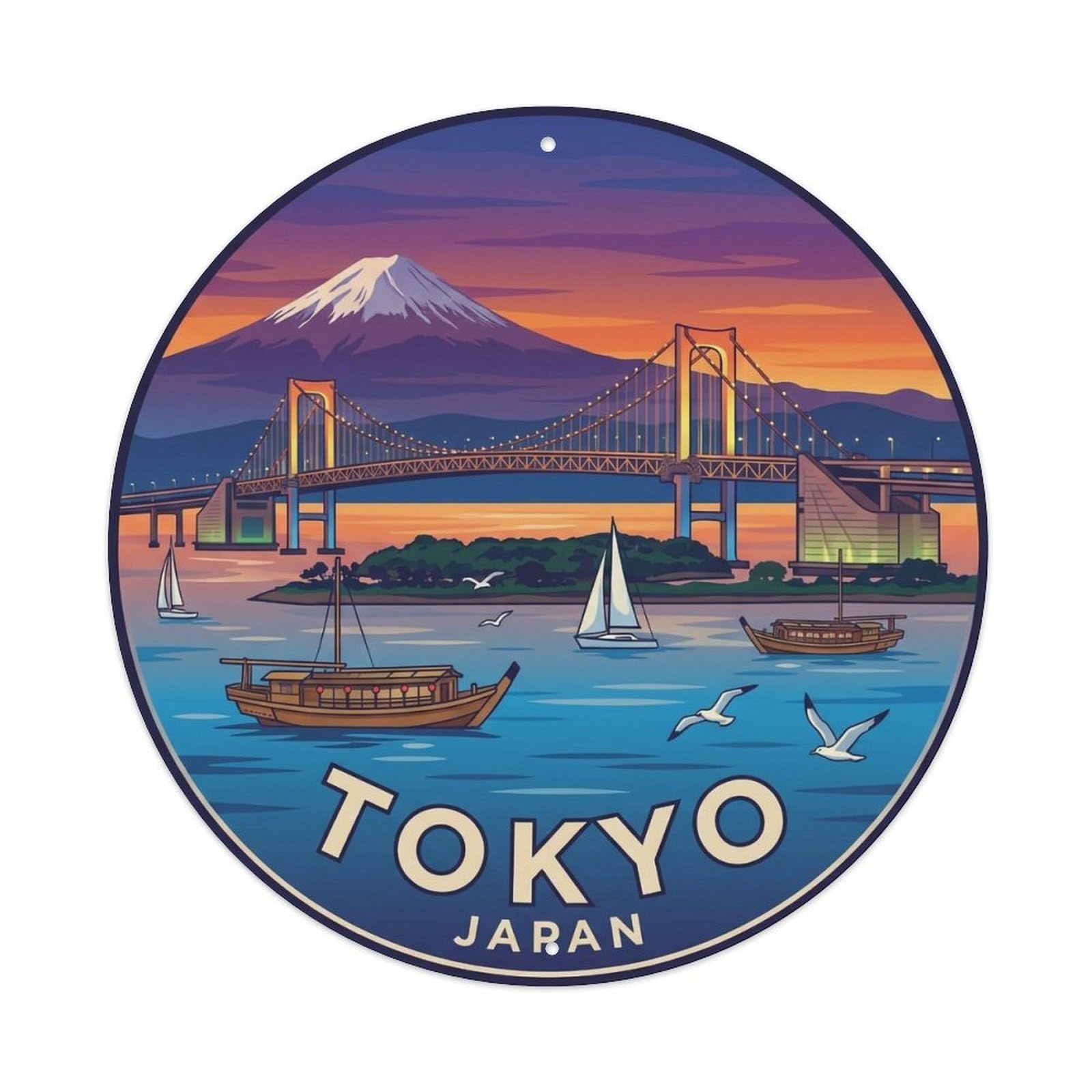 Vintage Travel Tokyo Japan Dazzling Vintage Metal Tin Sign Plaque Wall Decor for Cafe, Club Bar, Office, Garden Metal Poster 8x8Inch