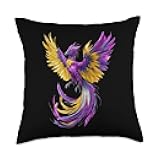 Nonbinary Phoenix Bird Enby Pride Flag Rising From Ashes Throw Pillow