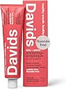 Davids Fluoride Free Kids & Adults Toothpaste, Teeth Whitening, Antiplaque, SLS (Sulfate) Free, Promotes Enamel Health, Mouth & Gum Detox, Natural Strawberry Watermelon, 5.25oz