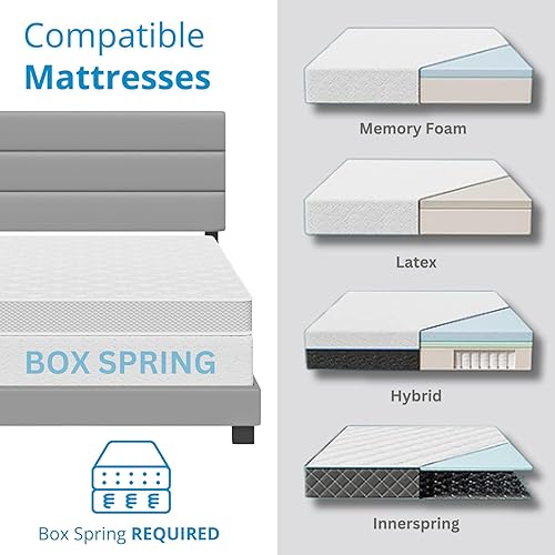 Miniatura 51 de Boyd Sleep Milan - Marco de cama de lino negro con plataforma totalmente tapizada con cabecero ajustable, base o somier calificado para su uso Negro