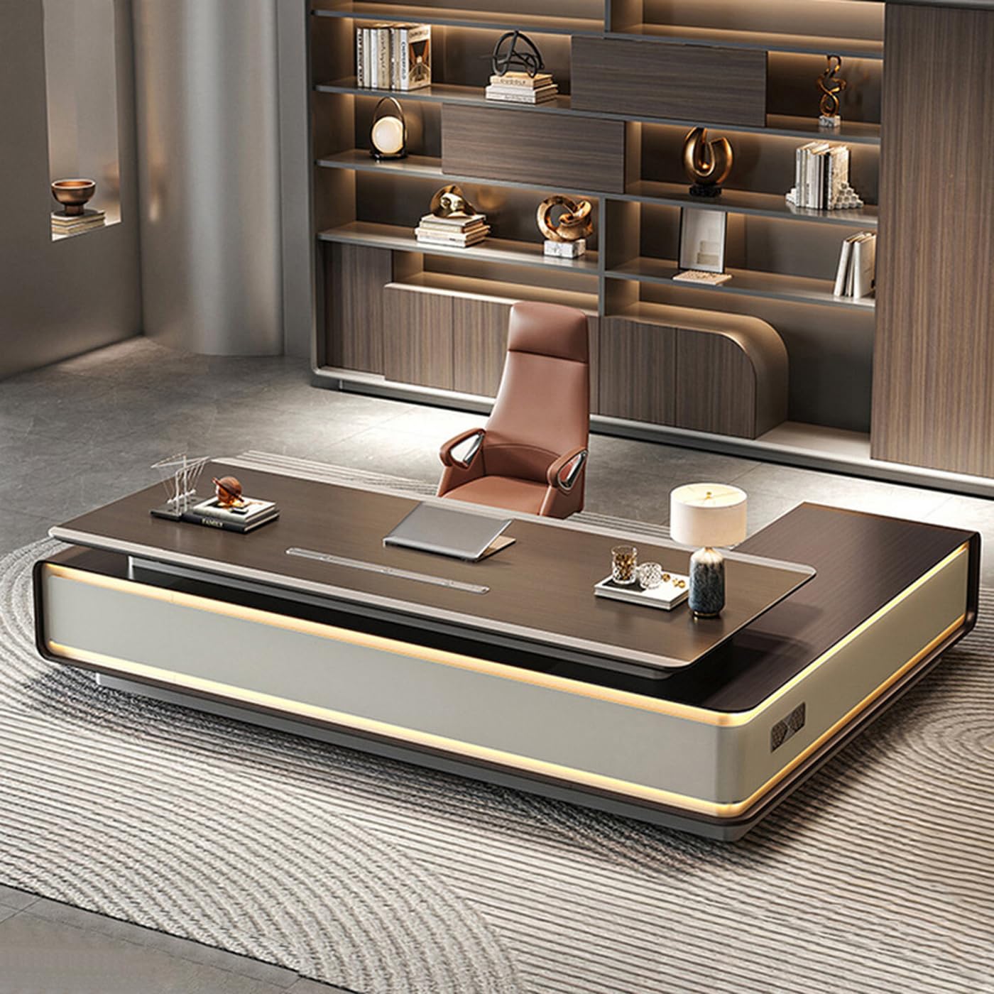 DUWEIKE Modern L-Shaped Executive Desk, 94" Luxury Professional Office Desk