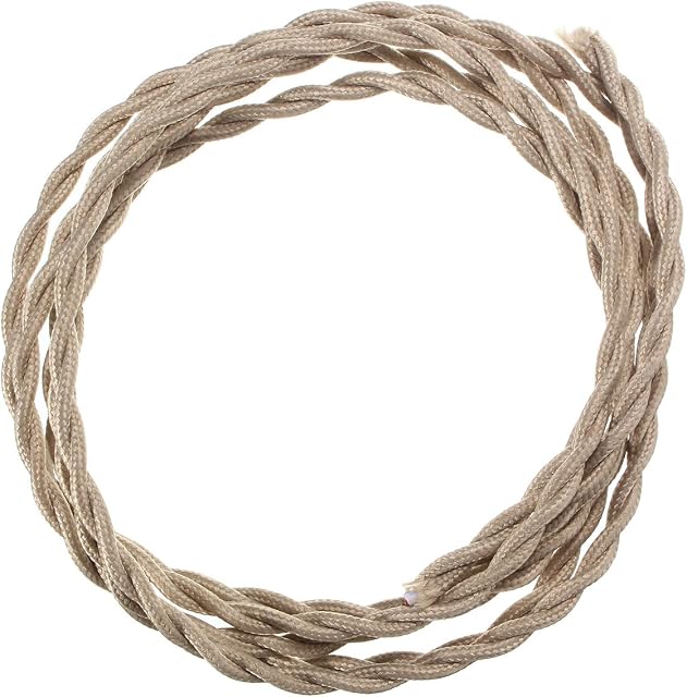 MASUNN 3M Vintage 2 Core Twist Braided Fabric Cable Wire Electric Lighting Cord-Apricot