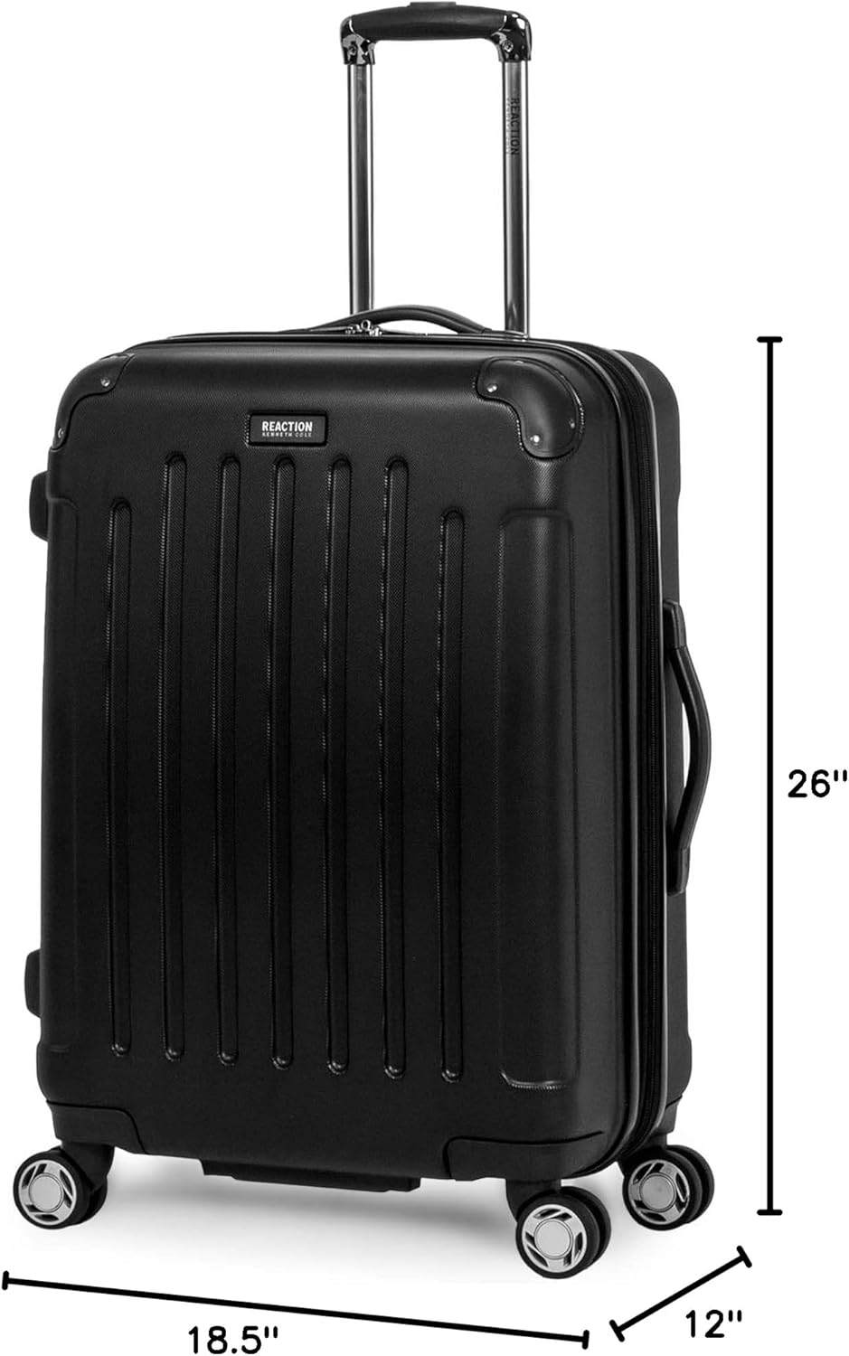 Kenneth Cole REACTION Renegade Luggage Expandable 8-Wheel Spinner Lightweight Hardside Suitcase, Black, 24-Inch Checked - Image 8
