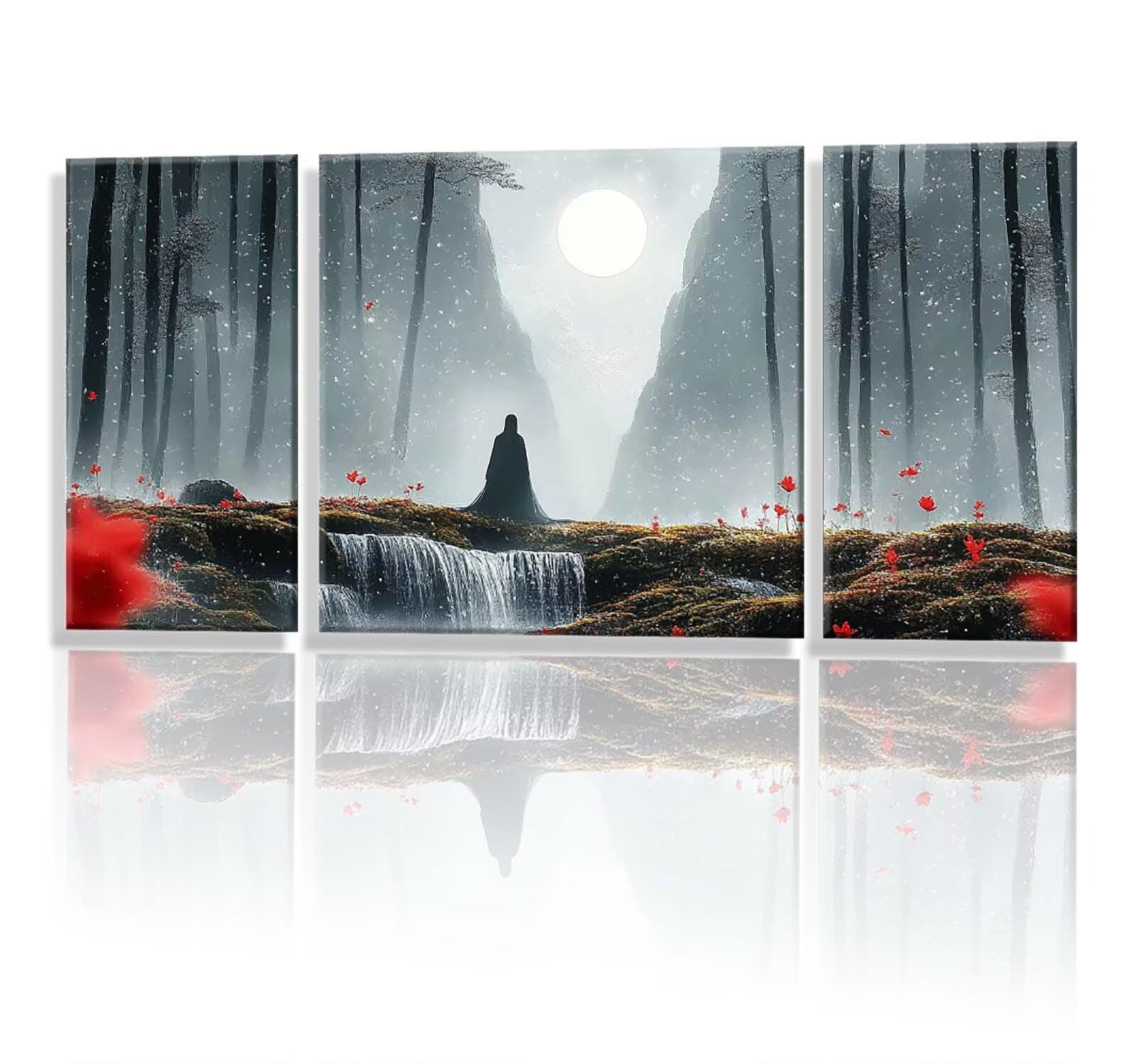3 Pezzi Dipingere con i Numeri adulti, Paint by Numbers Foresta Autunno, Kit Lavoretti Creativi, Kit di Pittura Acrilica Fai-da-Te, con Pennello, Decorazioni Casa 70x140cm (Senza Cornice) y1s-639