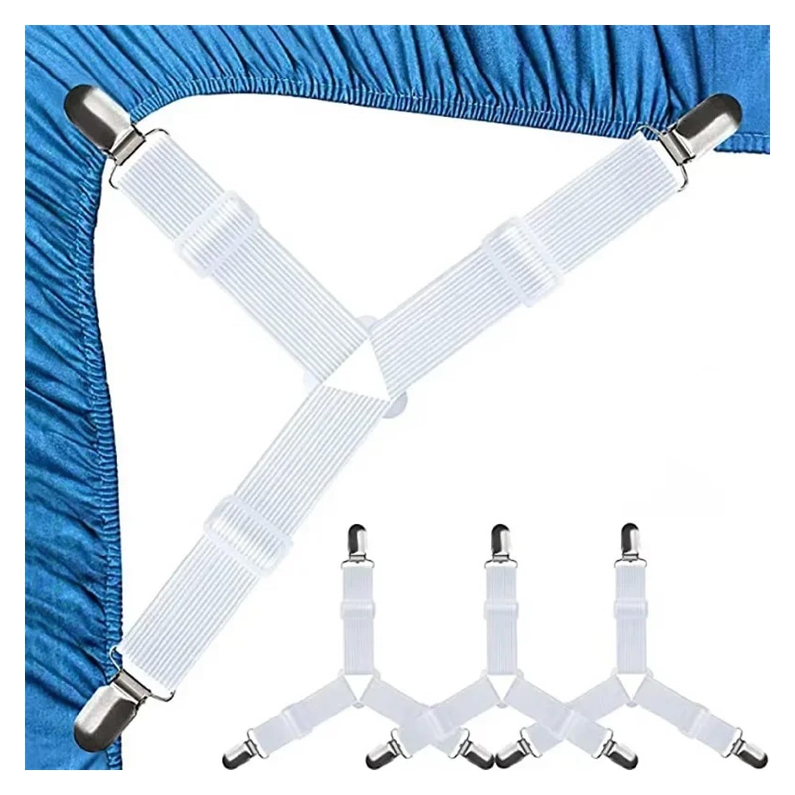 PFMSAAF bed sheet clips 4Pcs Triangle Bed Sheet Holders Adjustable Elastic Fixed Holder Fixing Non-Slip Strap For Home Straps Clips for bed(4pcs Whte)