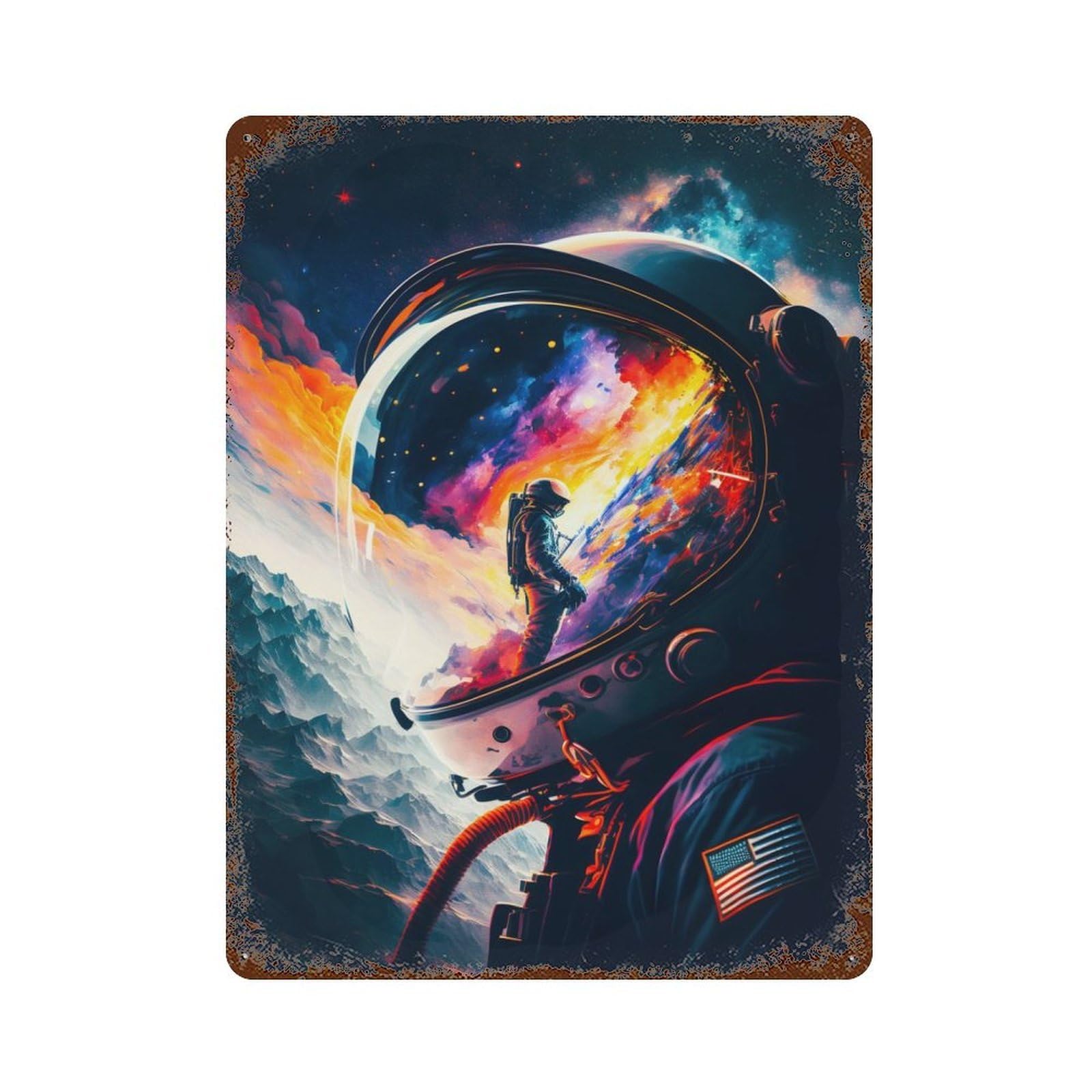 Rust Effect Astronaut Portrait 07 Rusty Metal Tin Sign 15.7"x11.8", Rustic Home Decor for Living Room, Hallway And Home Decor