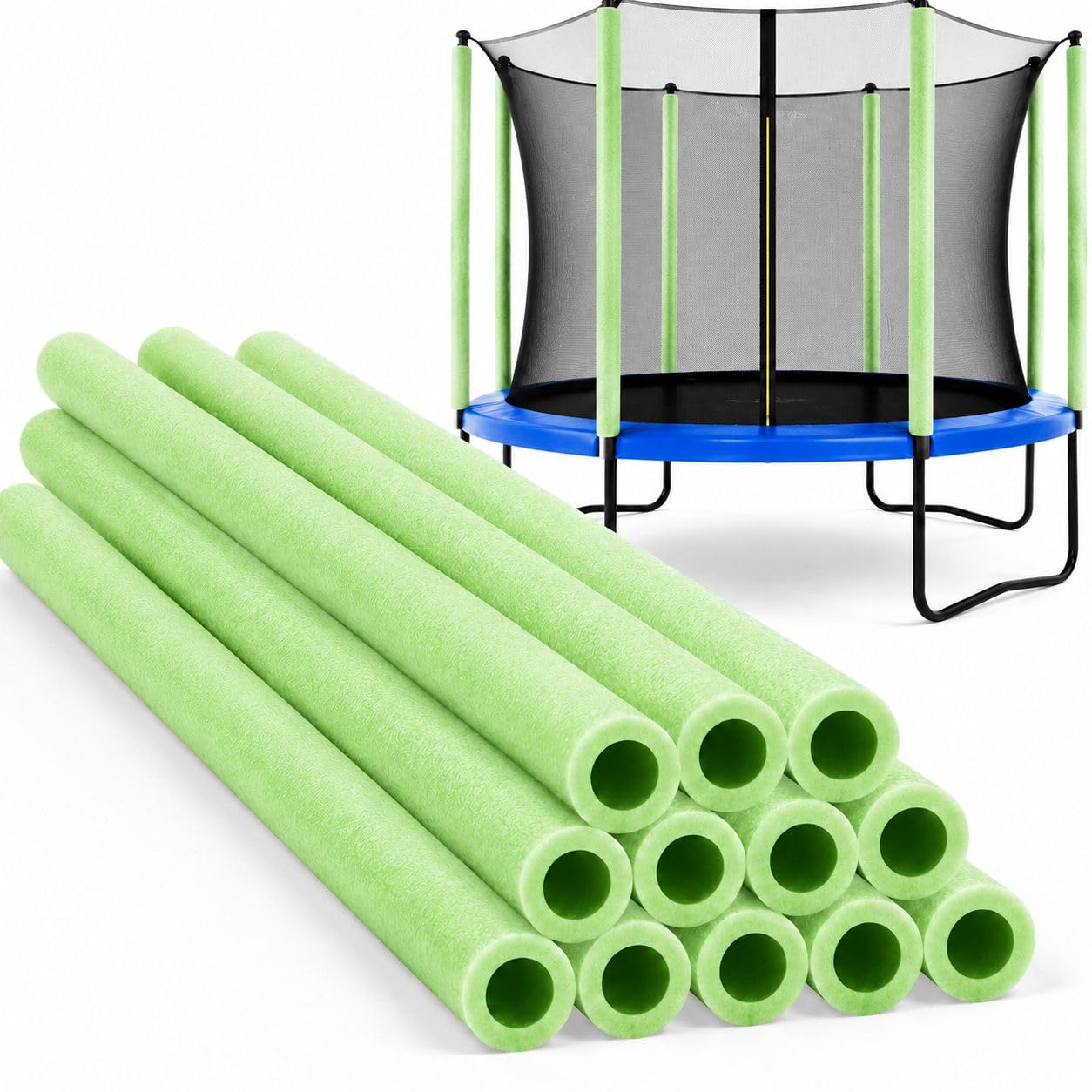 12Pcs Trampoline Pole Foam Sleeves - 88cm Waterproof Round Tube Protective Trampoline Spring Cover Padding, Trampoline Accessories Replacement Parts for Poles with 2.5cm-2.6cm Diameter