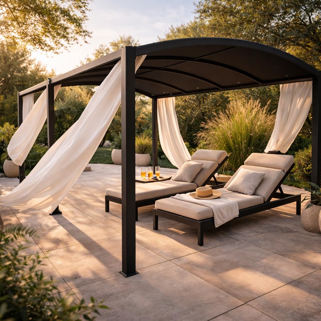Gazebo Allungabile 3x3/6MT - Struttura in Acciaio, Telo in Poliestere, con Ruote, da Giardino, Terrazzo, Pergola, Patio, Protezione UV - Grigio Scuro