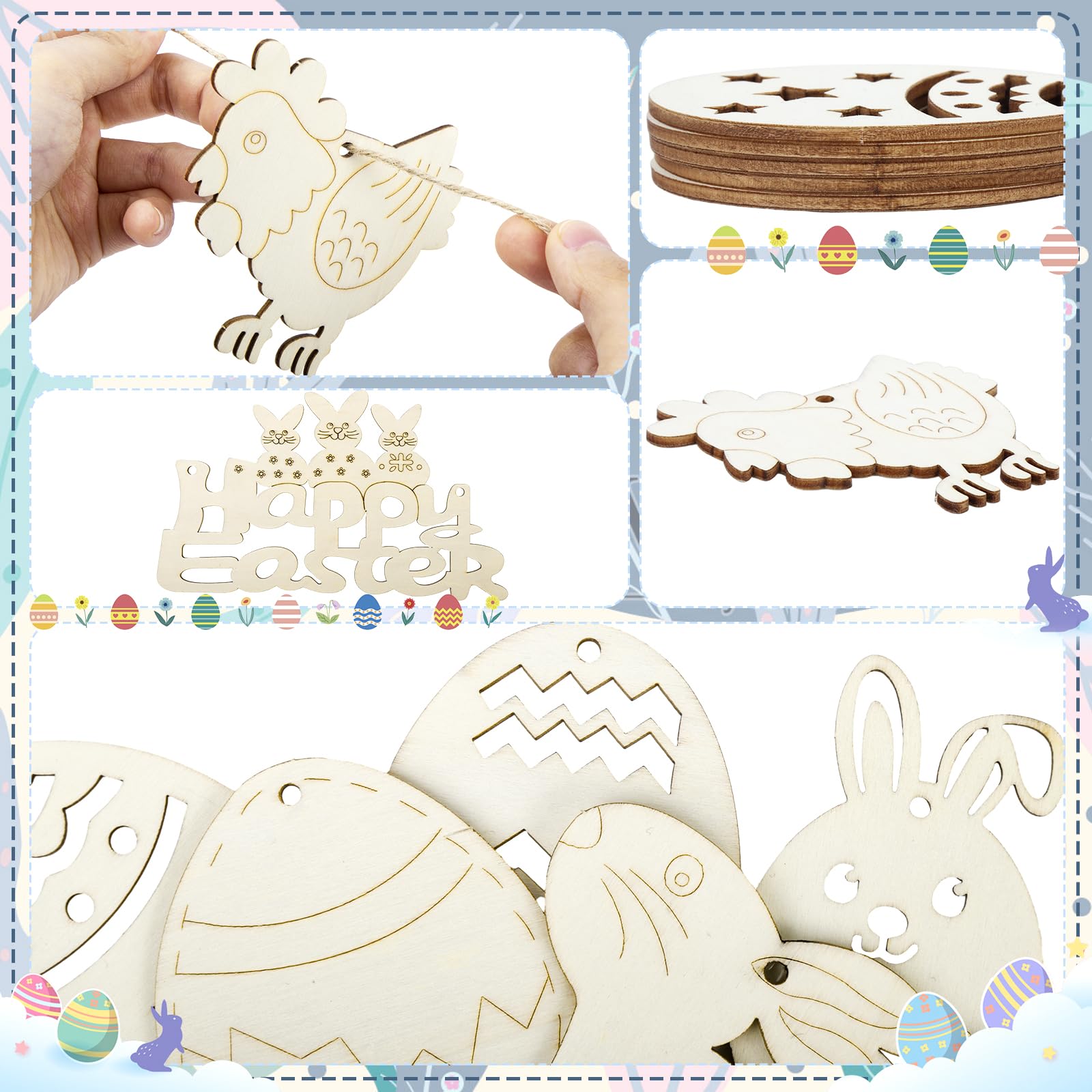 Woltoy 51 Pièces Bricolage De Pâques Pour Enfants, Artisanat De Pâques