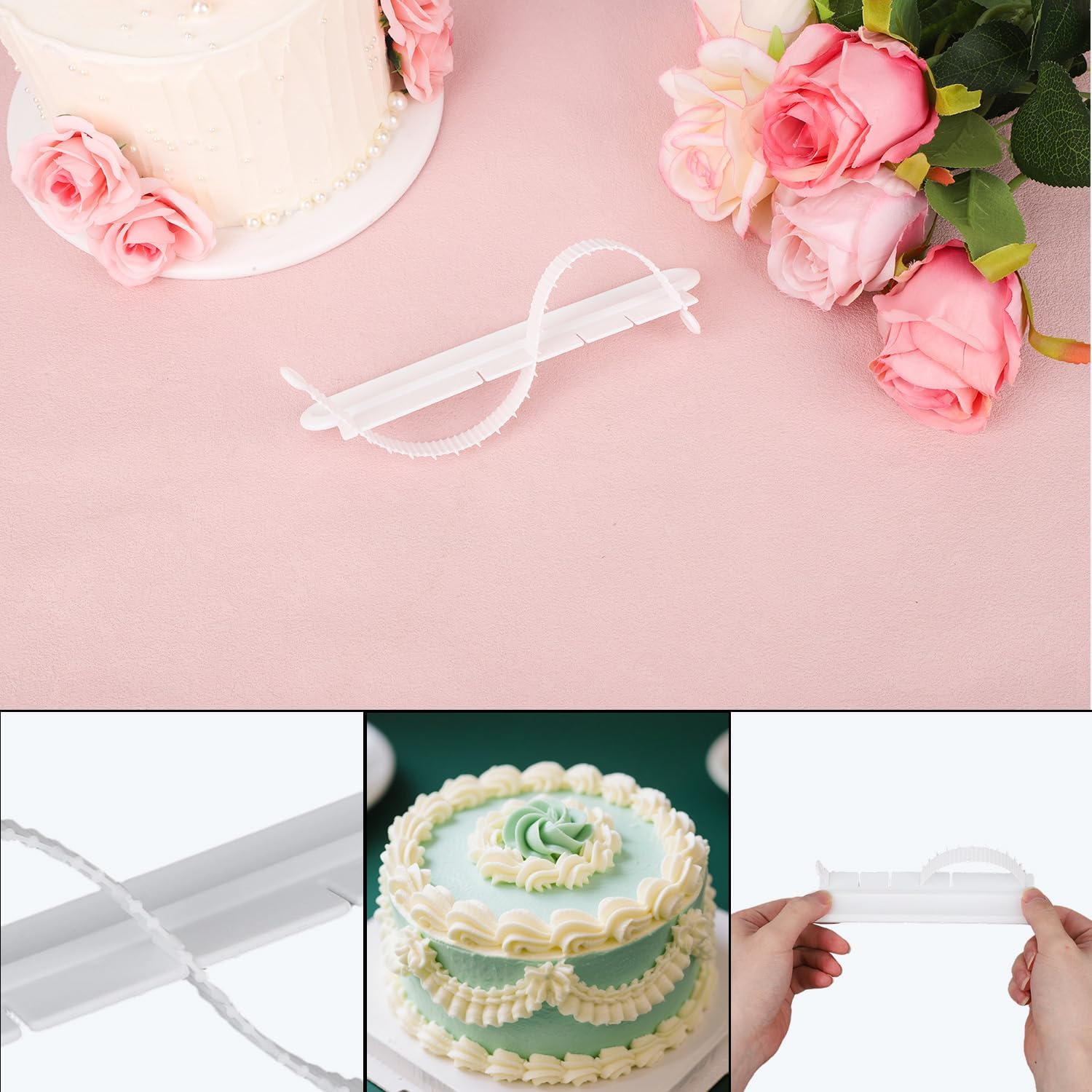 Fondant Cake Arc Ruler, Adjustable Premium Plastic Decorative Marking Divider Leveler Aid Cake Arch Guide Tool Baking Measuring Pastry Practical Accessories for Home Pastry Shops(White) image 3