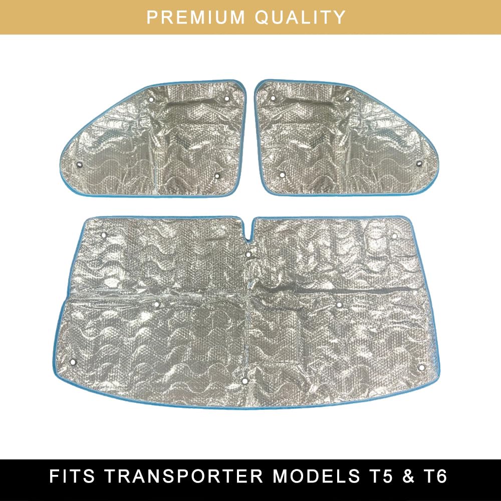 OLPRO Outdoor Leisure Products T5/T6 Thermo-Jalousien-Set – Vollständige Windschutzscheibe und Seitenfenster mit Saugnäpfen