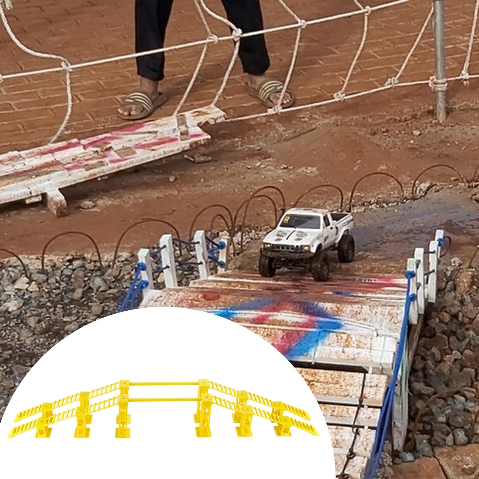 Qianly Ponte Radiocomandato per Veicoli Fuoristrada in Miniatura, Simulazione di Percorso a Ostacoli, Rampa di Prova Professionale, Accessorio in Polipropile, Style E