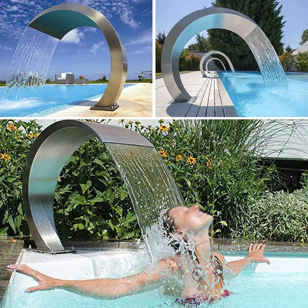 Fontaine Cascade en Acier Inoxydable pour piscines extérieures, Jardins et bassins à Poissons, élément décoratif Aquatique, Installation Facile, Conception Durable, idéale pour l'aménagement
