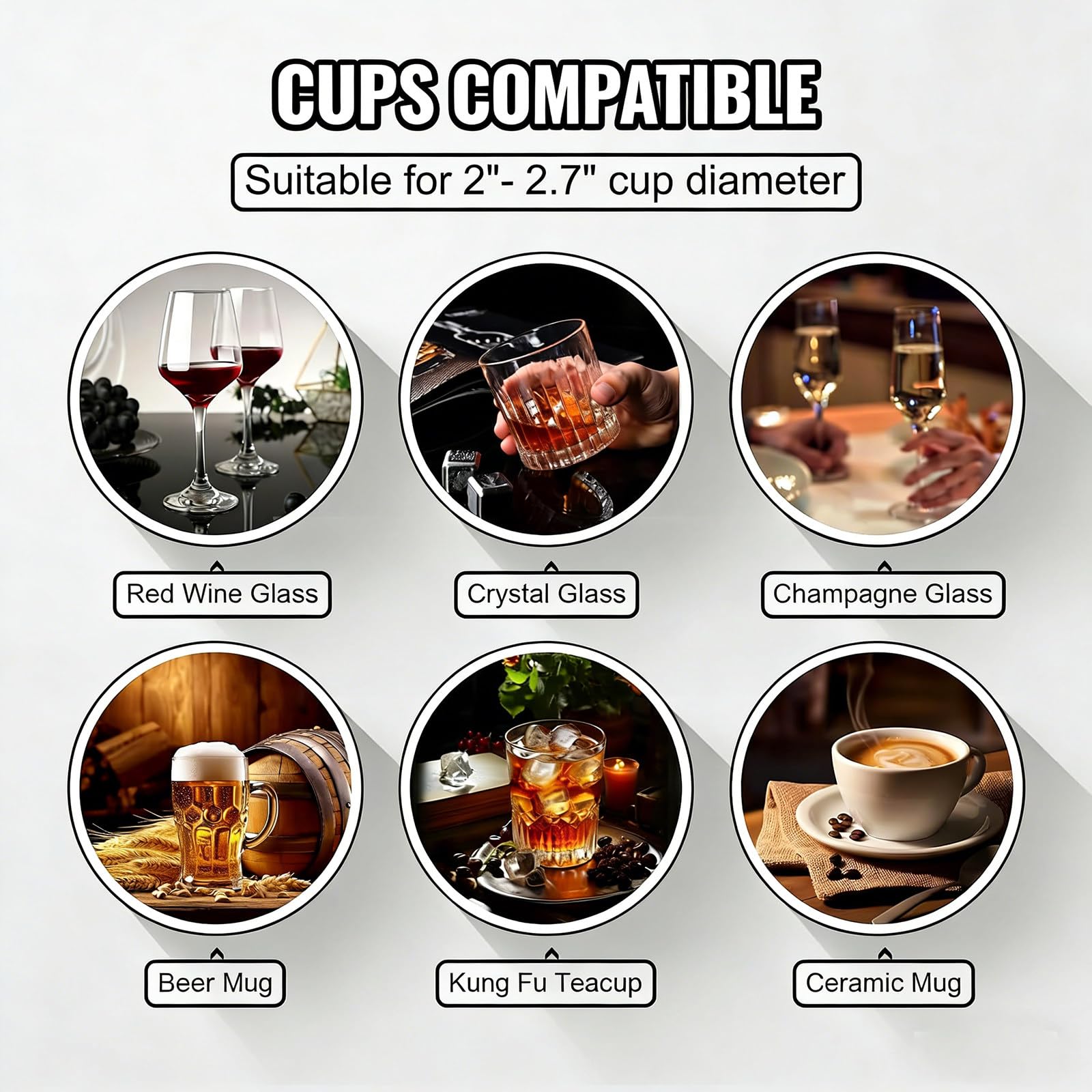 Lavavasos Comercial con 5 Cepillos y 130W, Máquina para Limpiar Cristalería y Copas de Vino, para Banquetes de Hotel y Bares, 1000 Tazas/Hora
