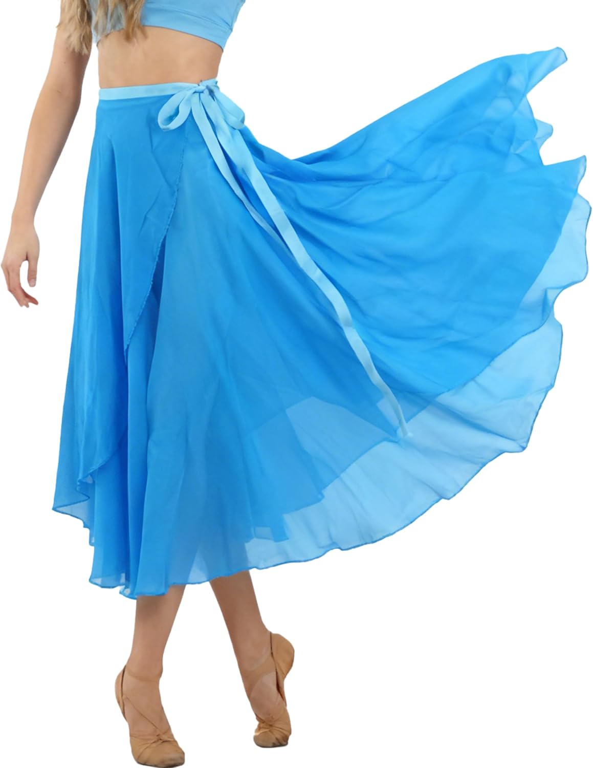 Wuchieal Dance Skirts for Women, Long Chiffon Ballet Skirt, Women's Dance Wrap Skirt with Tie - Image 4