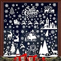 Vista 2 de 148 piezas de decoraciones navideñas para ventanas, Papá Noel, árbol de Navidad, copos de nieve, muñeco de nieve, castillo, ciervo, calcomanías