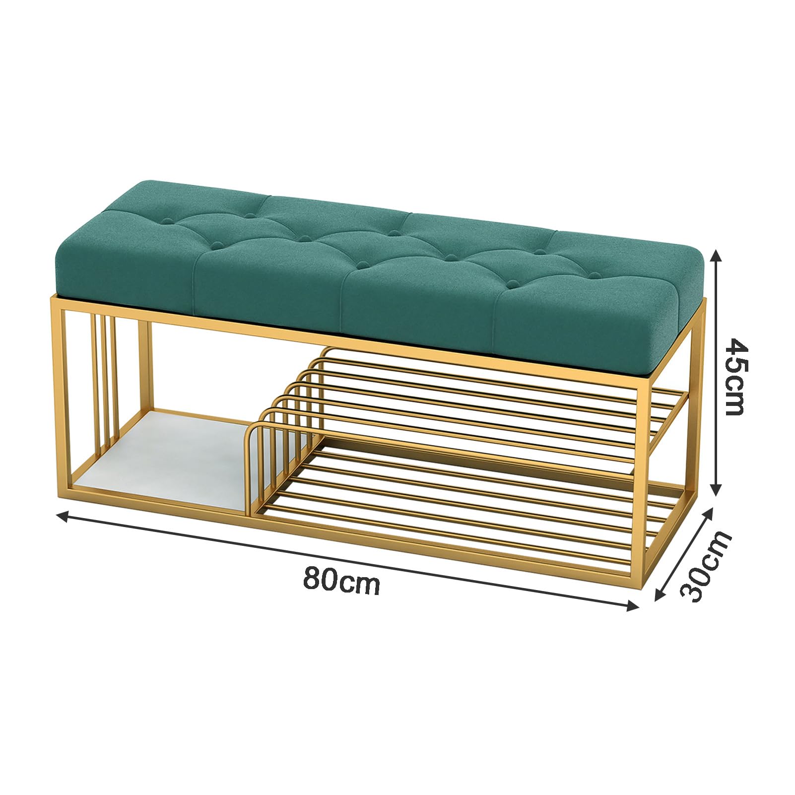 Zapatero tapizado de terciopelo con 3 niveles para entrada, elegante zapatero con marco de metal, cómodo asiento acolchado para decoración del hogar