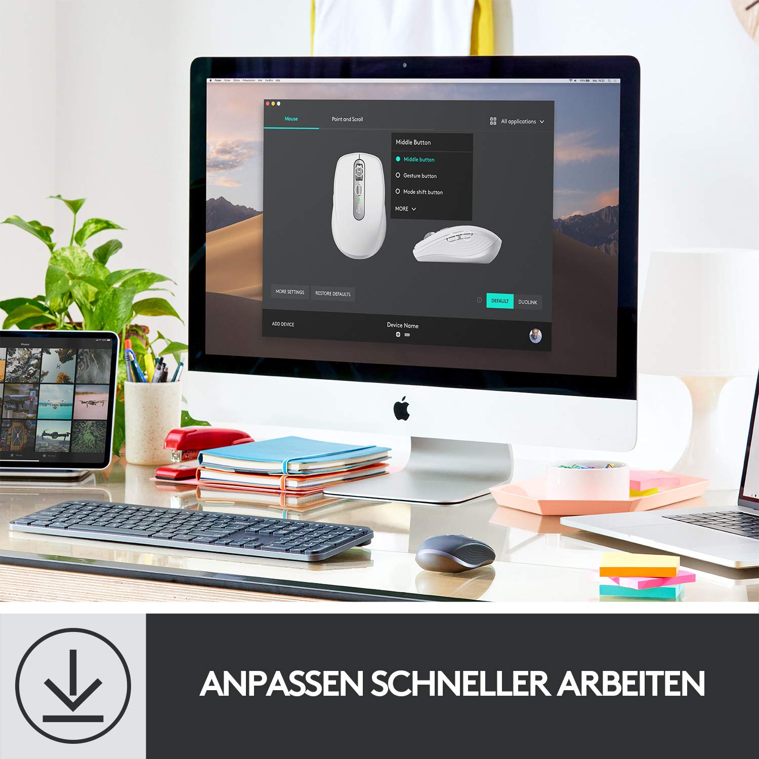 Logitech MX Anywhere 3 kompakte, leistungsstarke Maus | Kabellos, Magnet-Scrollen, ergonomisch, anpassbare Tasten, USB-C, Bluetooth, Mac/Win/Linux/Chrome - Grafit