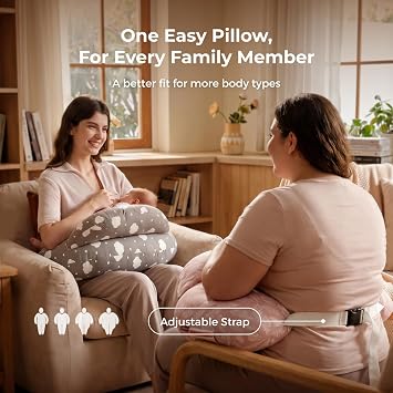 Momcozy Original Nursing Pillow for Breastfeeding - Innovative Safety Guard | Adjustable Waist Strap for All Body Types, Wider Surface for More Support, Removable & Machine-washable Cotton Cover