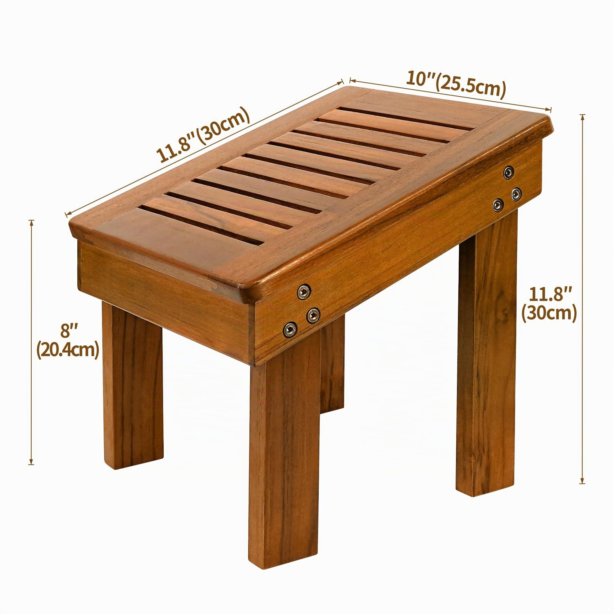 Utoplike sgabello doccia in teak per la rasatura | Con un robusto pedale doccia e uno sgabello in legno antiscivolo bagno con superficie leggermente inclinata