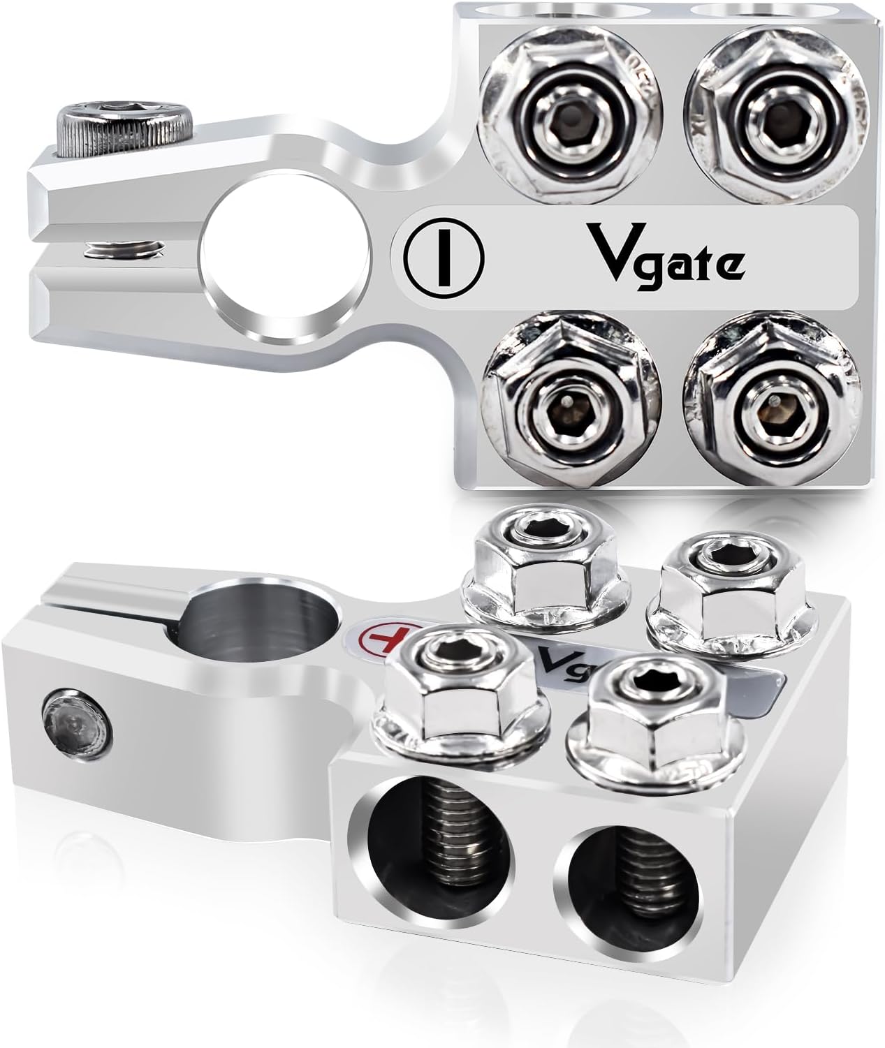 Vgate 8-Way Lead Acid Battery Terminal Connector, AGM Post Terminal Ends, 8AWG up to 4/0(XL) AWG Gauge, Positive & Negative for SAE/DIN/EN Tapered Top Post