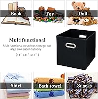 Vista 3 de STOREONE Contenedores de almacenamiento de tela, cestas organizadoras (11 x 11 x 11) con asas dobles para armario, cajones de dormitorio, juego de 2