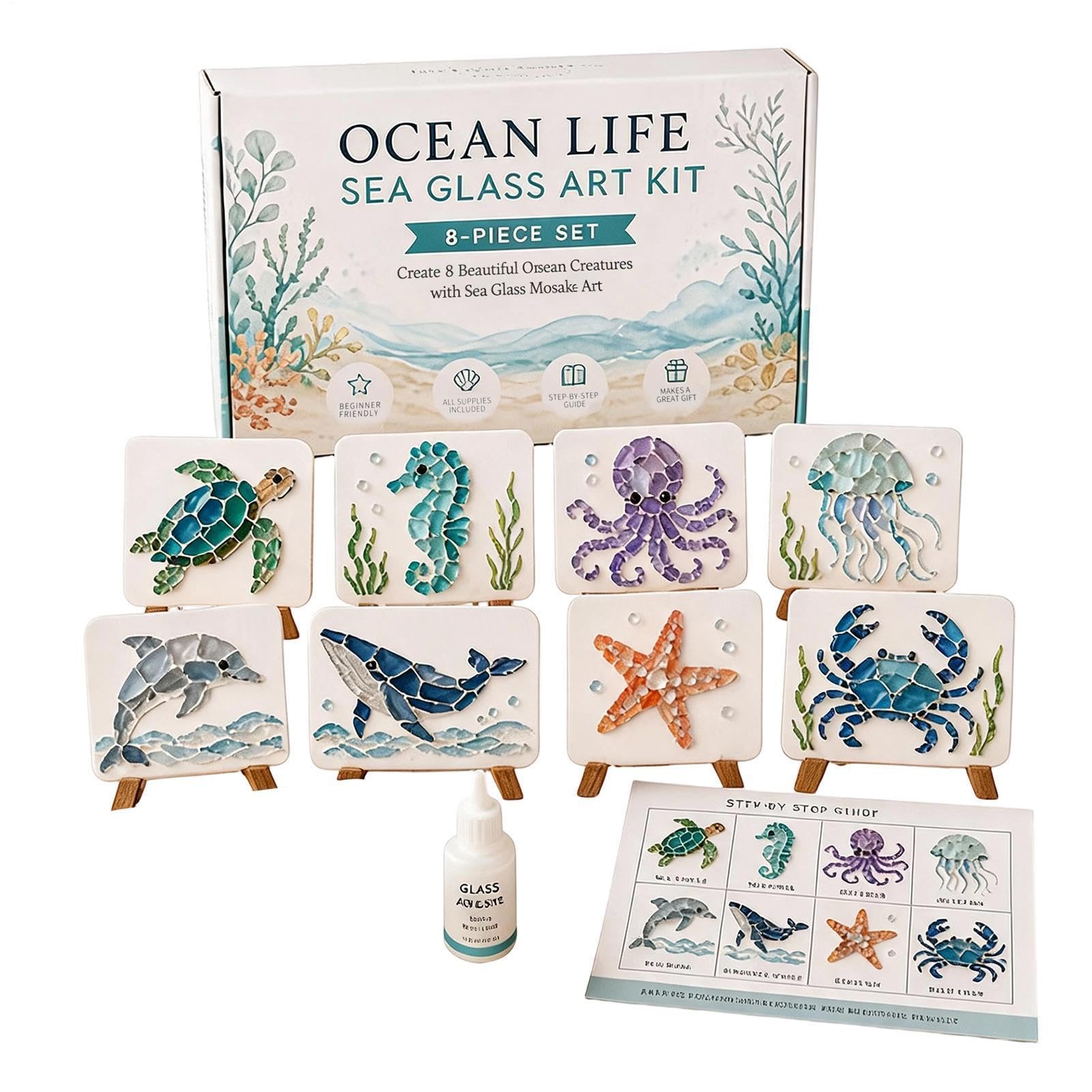 Sea Glass Art Kit, DIY Mosaic Art Craft Kits for Adults