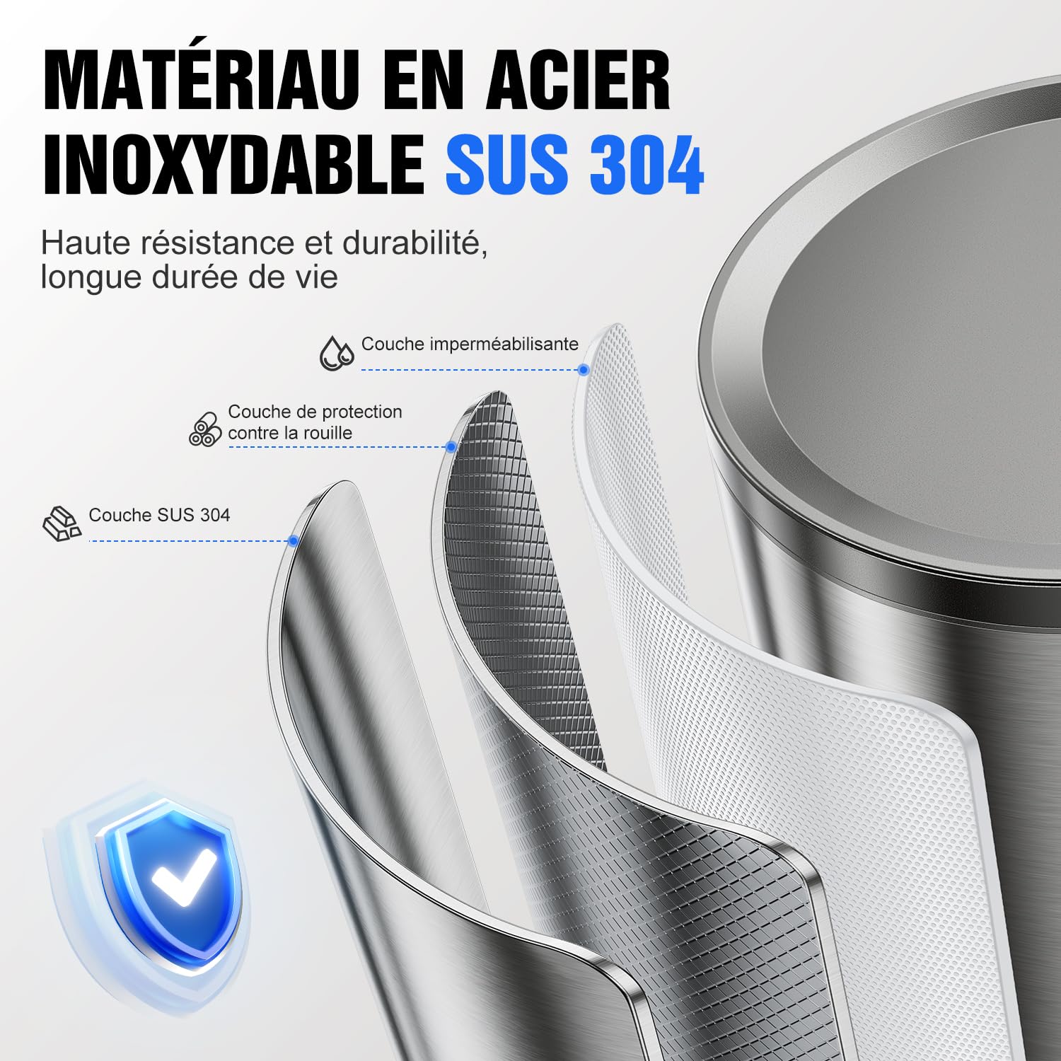 Fantictas Distributeur de savon automatique sans contact, en acier inoxydable, 3 niveaux, réglable à 3 niveaux, avec pompe à capteur rechargeable, pour savon liquide de cuisine et de salle de bain