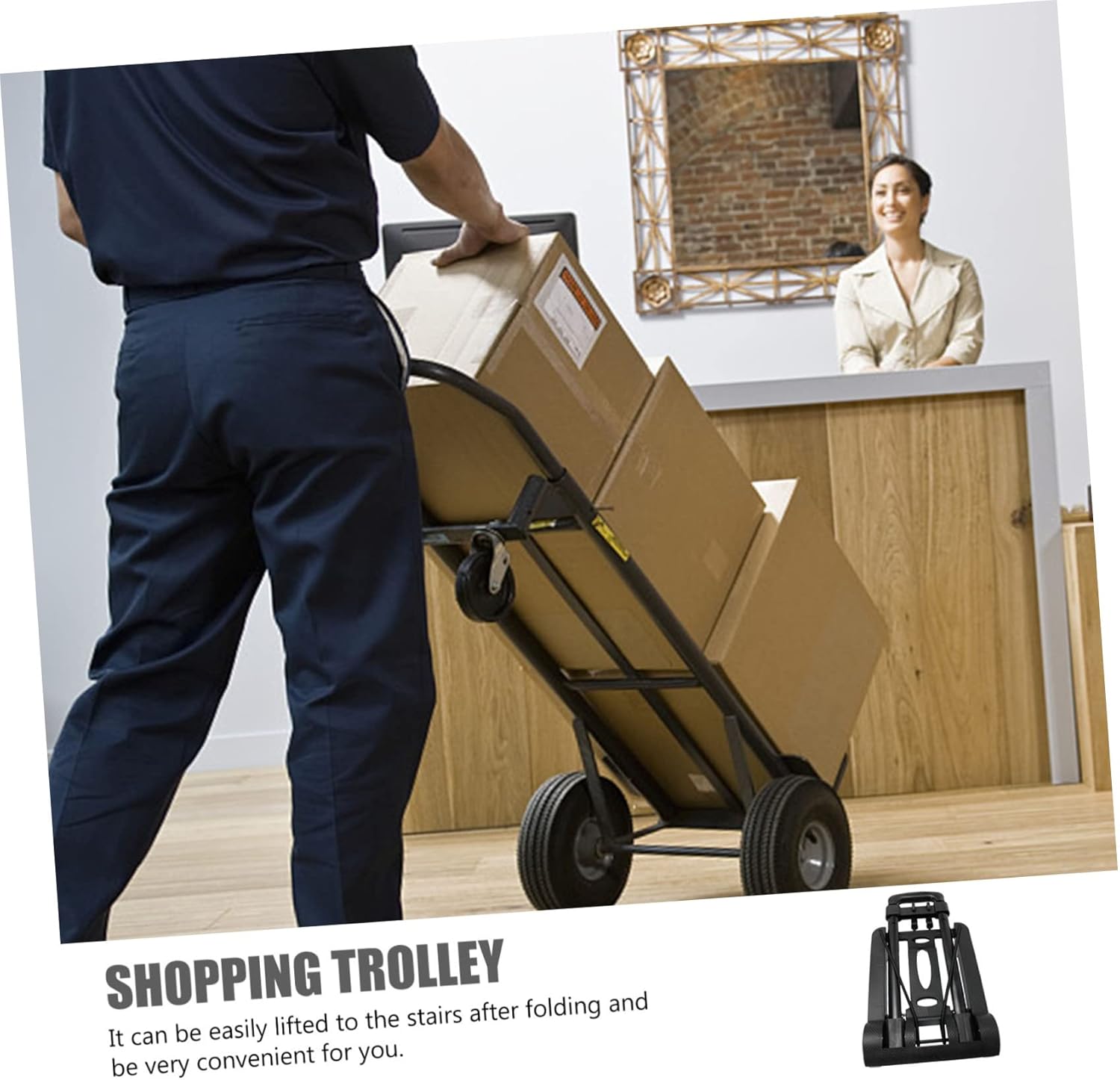 PartyKindom Convenient Cart for Home Folding Luggage Cart Iron Pole Slim Storage Groceries Trolley Small Truck Shopping Trolley