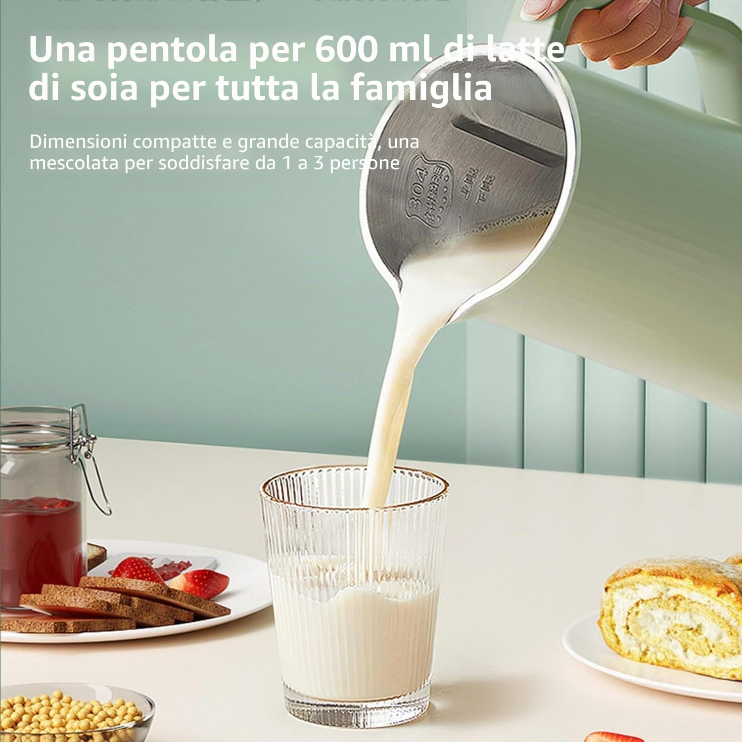 600W Macchina per Latte Vegetale, Macchina per Latte di Noci, Automatica 600ml, Programmabile Fino a 12H, 8 Programmi Automatici, per Avena, Soia, Noci, Frutta ecc Multifunzionale e Salute (Bianco)