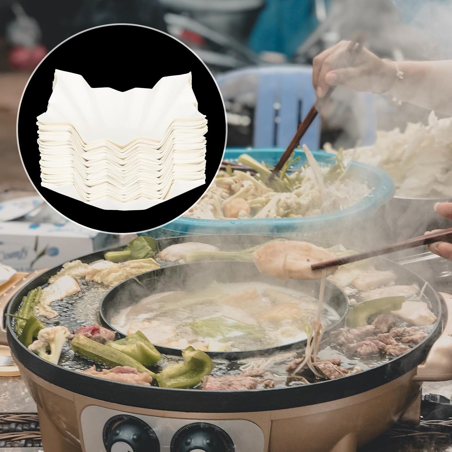 Hot Pot Paper 200 Sheets White Disposable for Induction Cooker Xmas