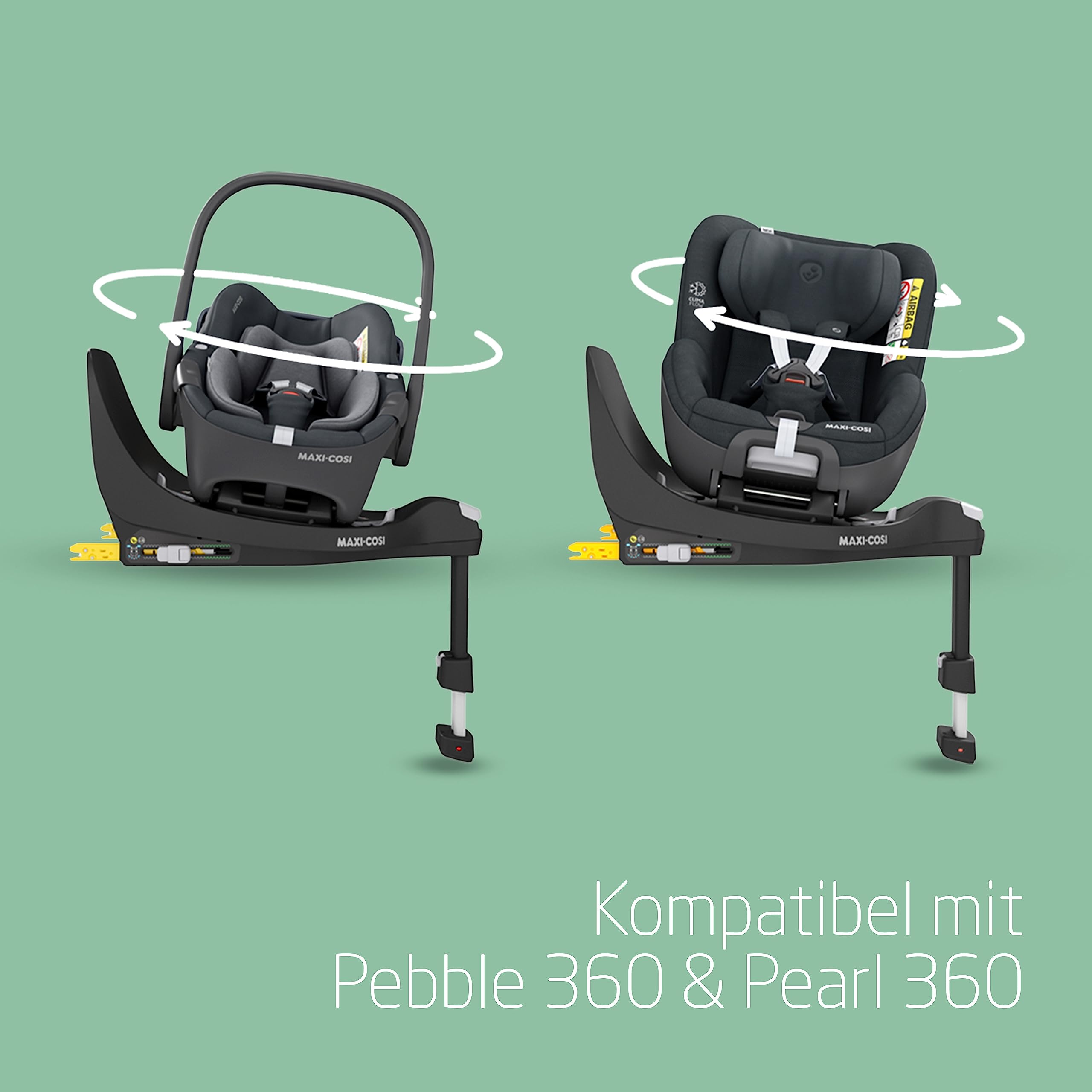 Maxi-Cosi FamilyFix 360 i-Size Basis, Drehbares Autositzsystem, ISOFIX, 0–4 Jahre, 40–105 cm, Schwarz