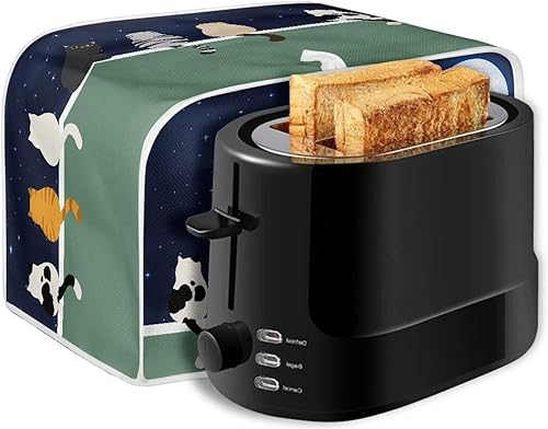 Miniatura 7 de Baxinh Funda para horno con estampado de galaxia, protector de máquina de pan de cocina, cubierta para tostadora de 2 rebanadas de gato lunar para