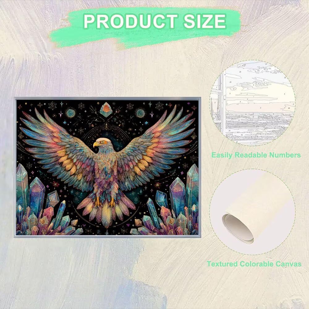 Malen Nach Zahlen Erwachsene DIY Komplettset - Hochwertige Acrylfarben & Leinwand - Entspannendes Kunsthandwerk für Anfänger & Fortgeschrittene - Ideales Home Deko - Adler Farbe Motiv (80x100cm) C-975