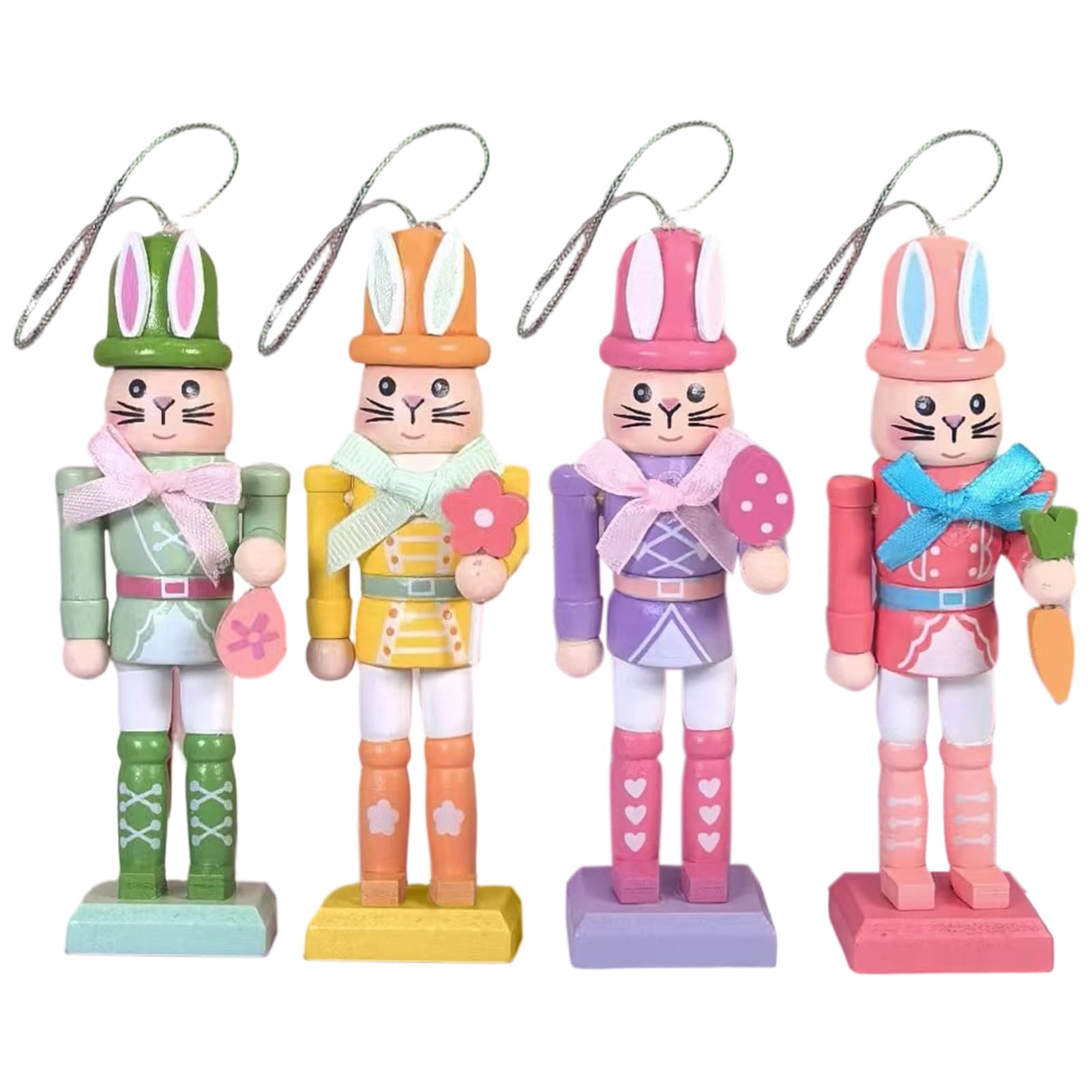 Casse-noisette lapin de Pâques en bois de 30,5 cm peint à la main pour décoration de table