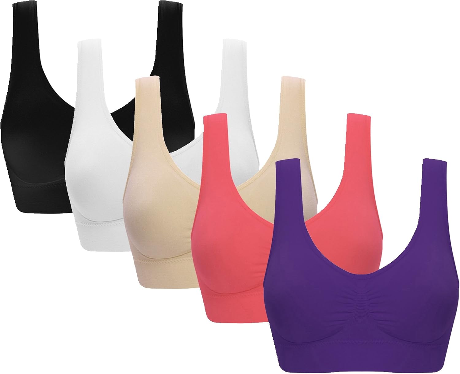 Vermilion Bird Women's 3 Pack Seamless Comfortable Sports Bra with Removable Pads