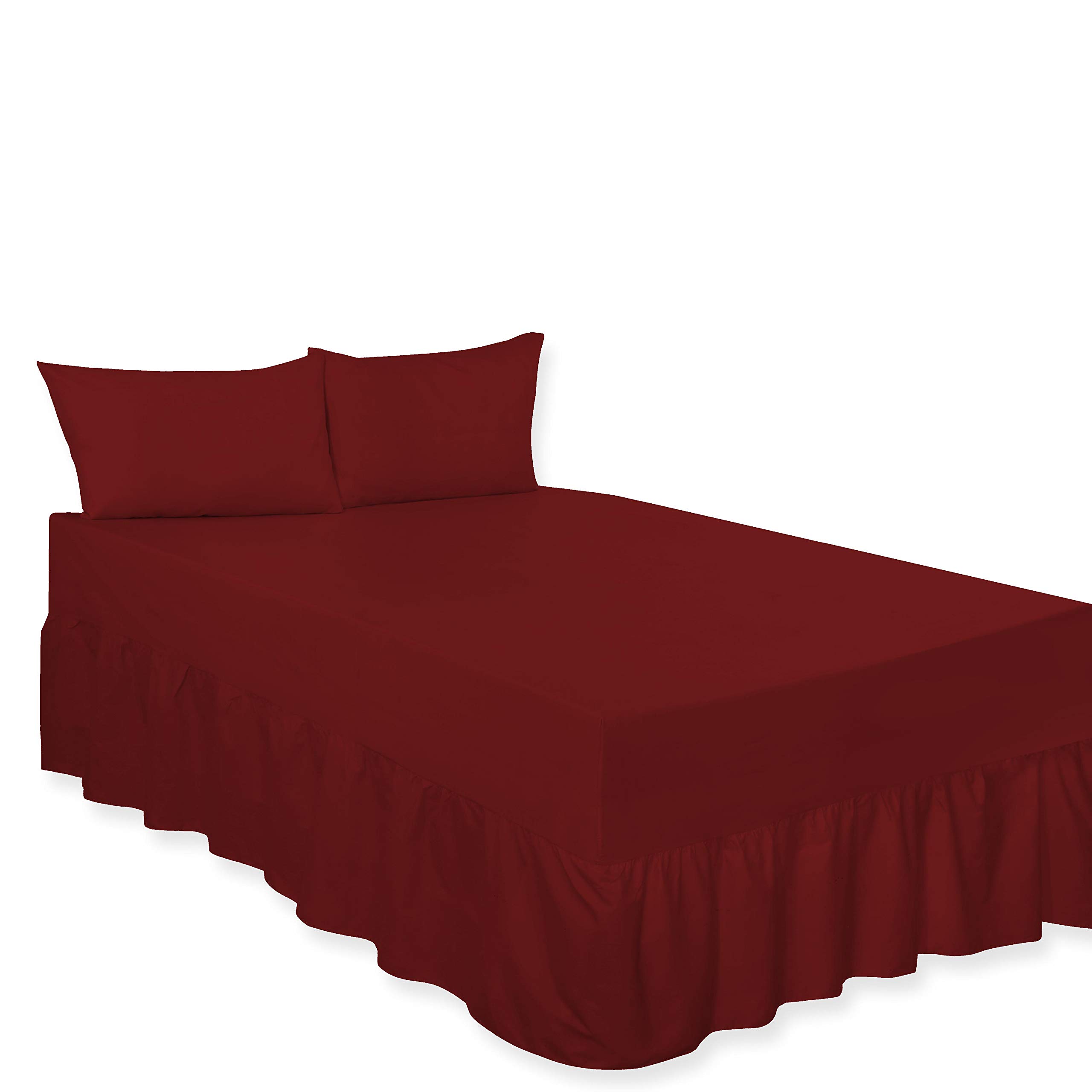 Arlinens Burgundy Plain Dyed Polycotton Fitted Valance Sheets In Following Colours And Sizes (Super King, )