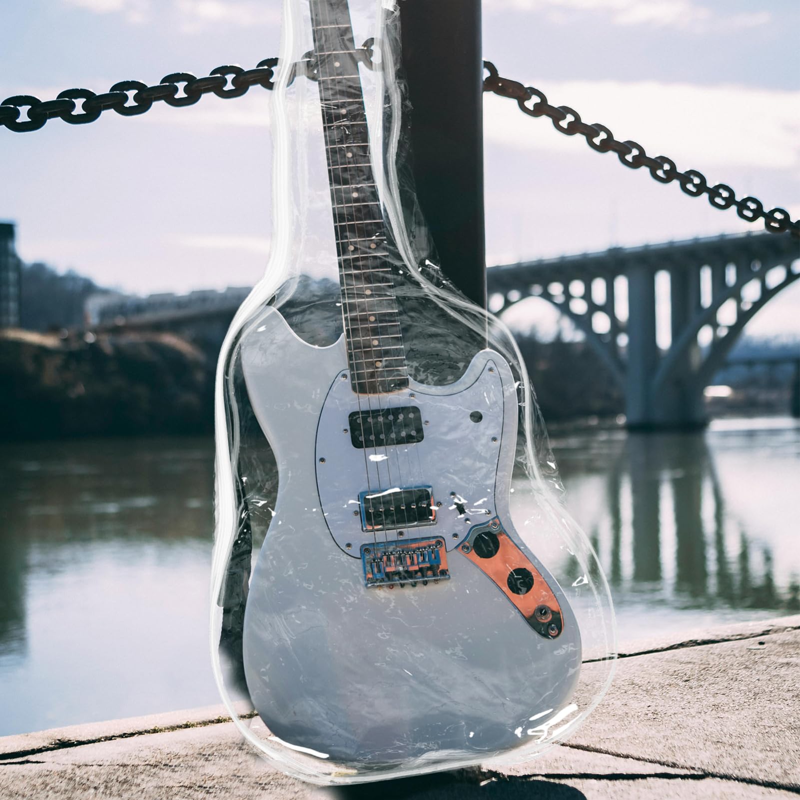 Funda Protectora para Guitarra Eléctrica Transparente, Pvc, 1 Pieza | Diseño Totalmente Sellado E, Protección Prolongada, Ligera y Portátil para Instrumento de Cuerda